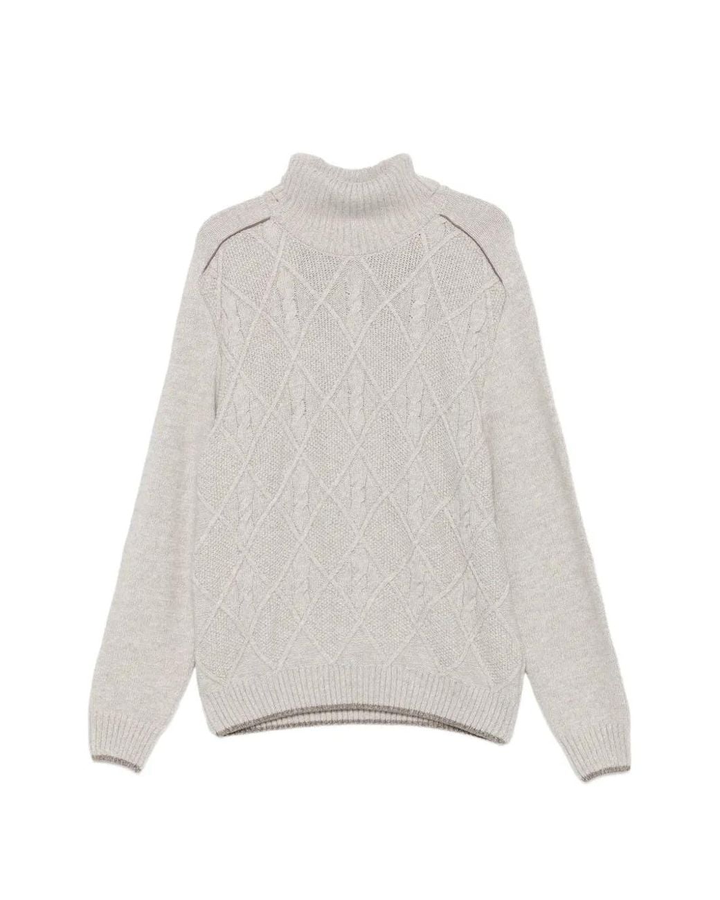 Paul & Shark White Cable-Knit Roll-Neck Sweater for men