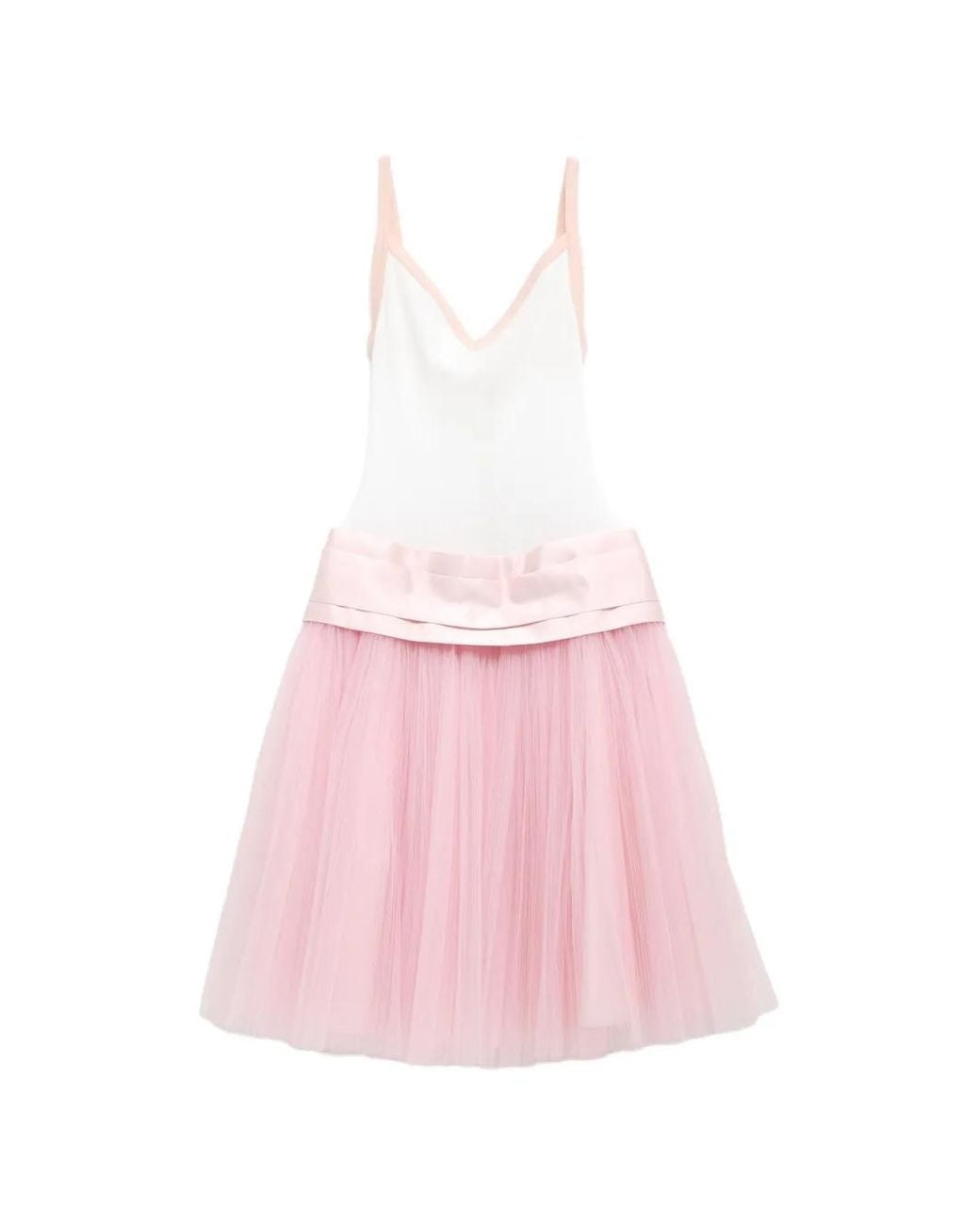 August Barron Pink Tulle-Skirted V-Neck Mini Dress
