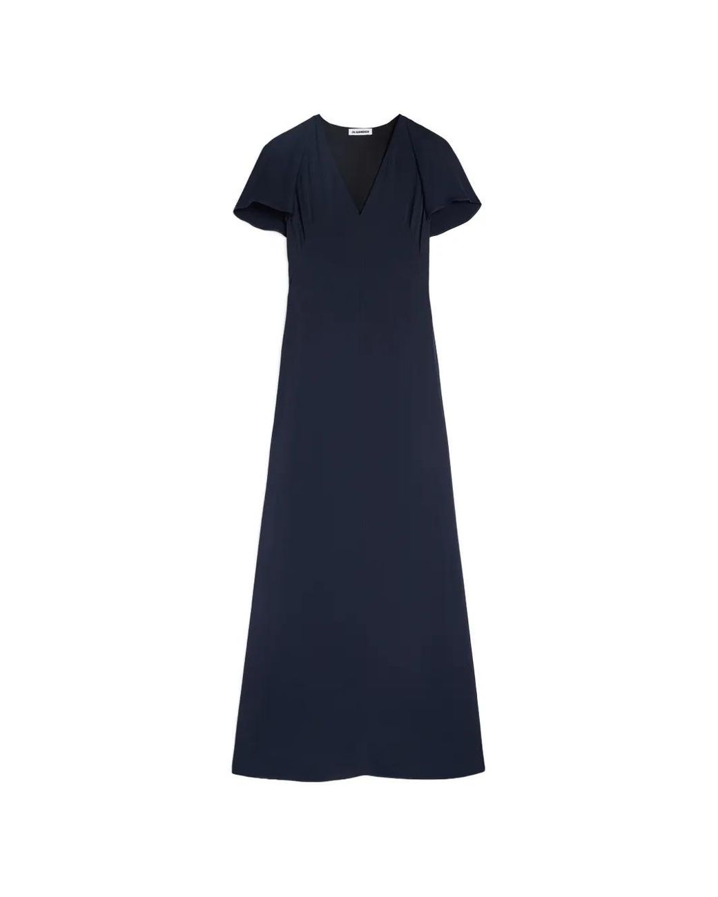 Jil Sander Blue Cape-Detail V-Neck Dress