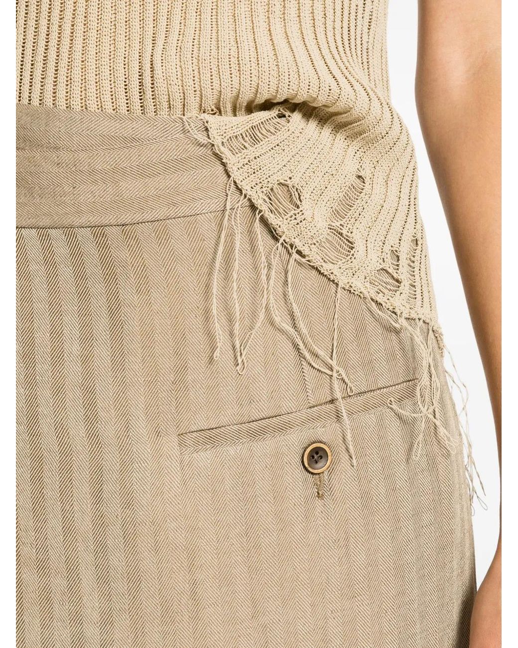Uma Wang Grace Asymmetrische Maxi-Rok in het Natural