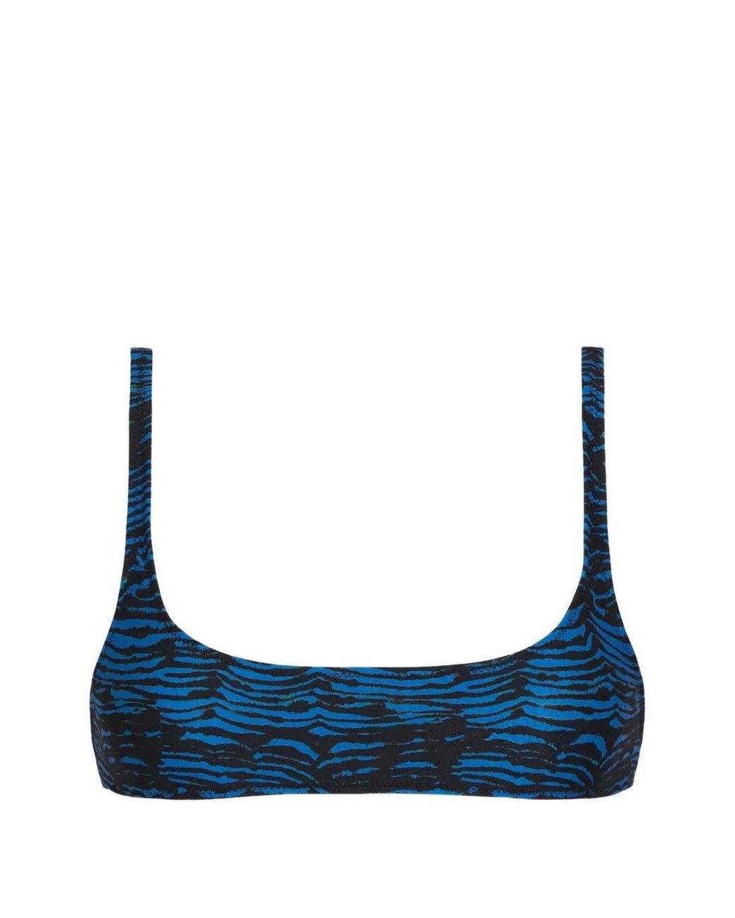 Tropic of C Blue Tiger-Print Scoop-Neck Bikini Top