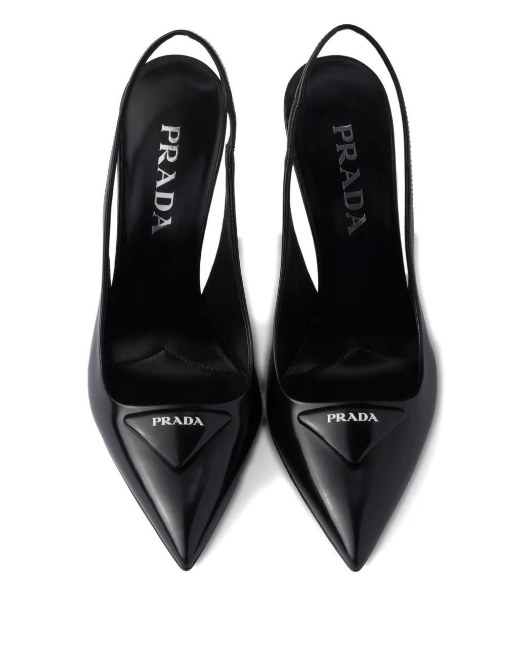 Prada Black Brushed Leather Slingback Pumps