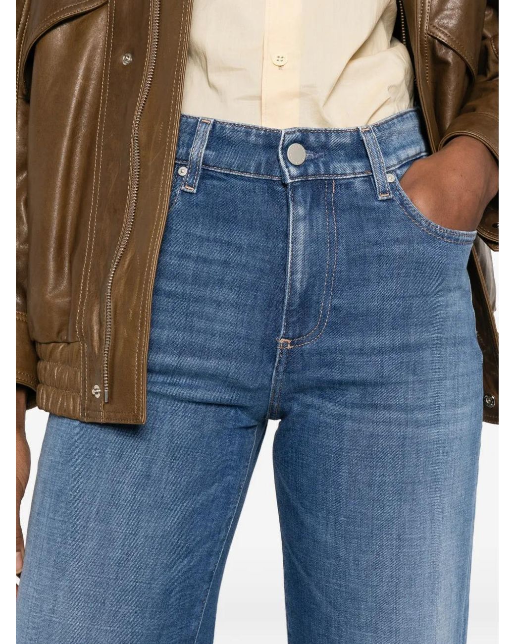 AG Jeans Blue Saige Wide Leg Crop Jeans