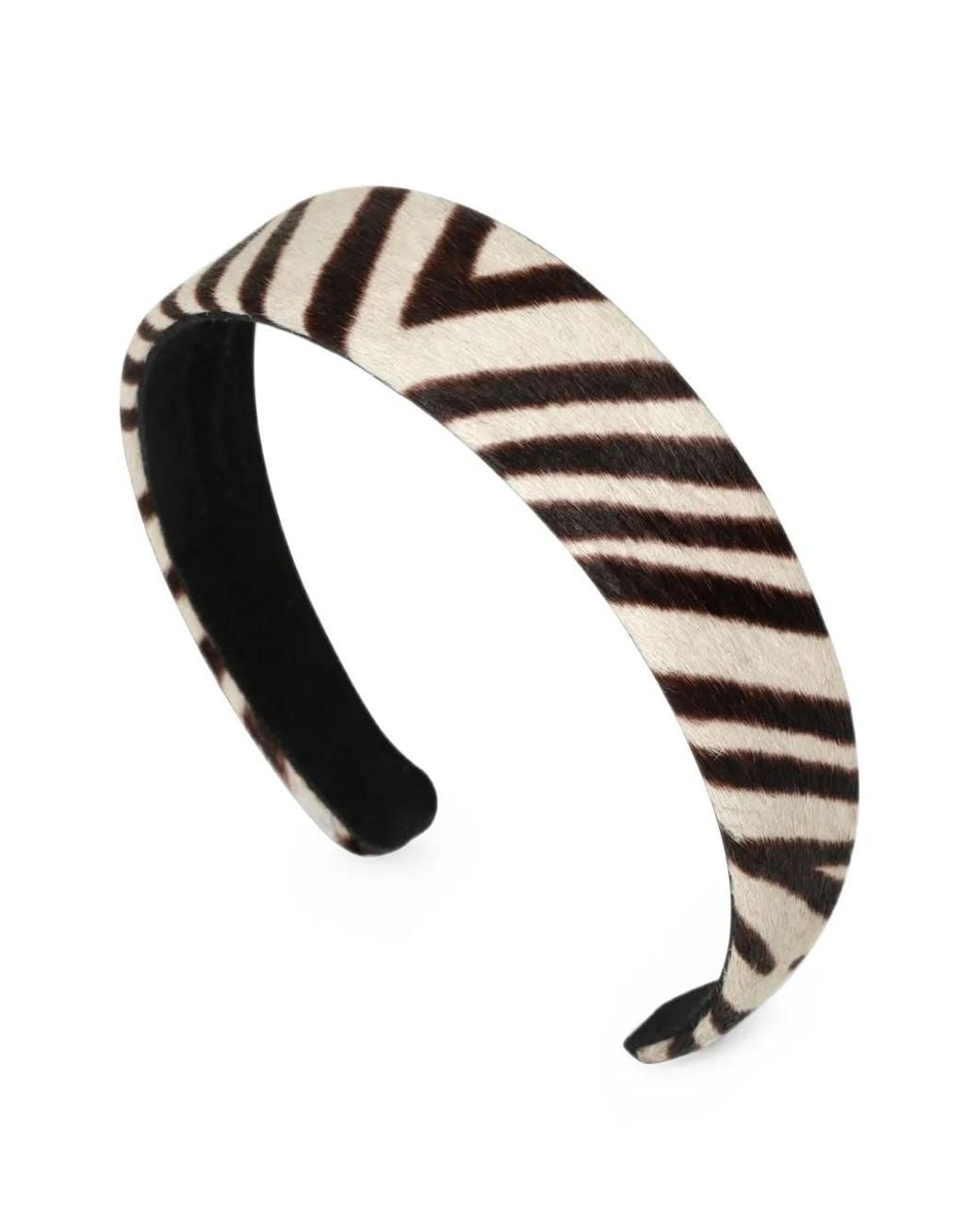 Jennifer Behr Black Cruz Zebra-Print Headband