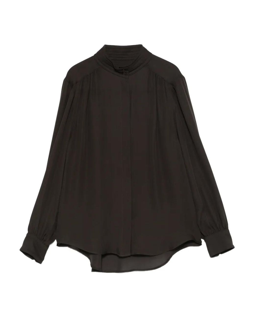 Nili Lotan Black Revi Buttoned Collarless Top
