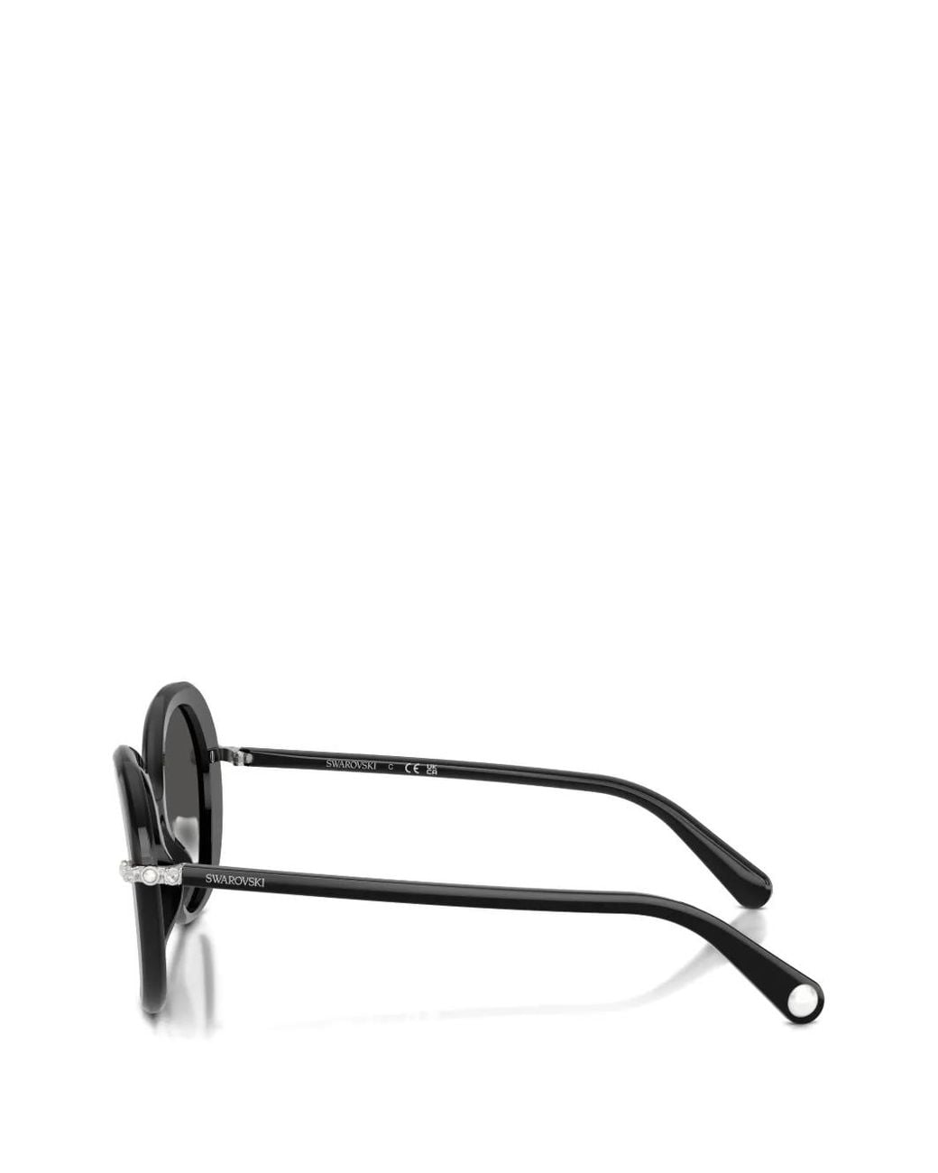 Swarovski Black Crystal-Embellished Geometric-Frame Sunglasses