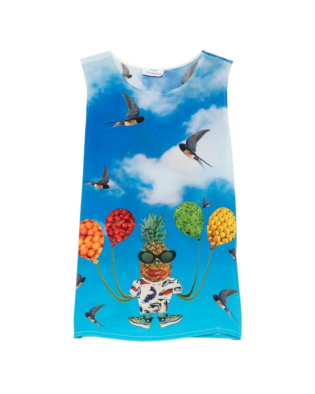 The Artistylist Blue Graphic-Print Sleeveless Top