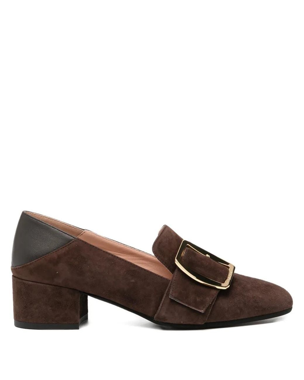 Bally Brown Buckle Court Pumps