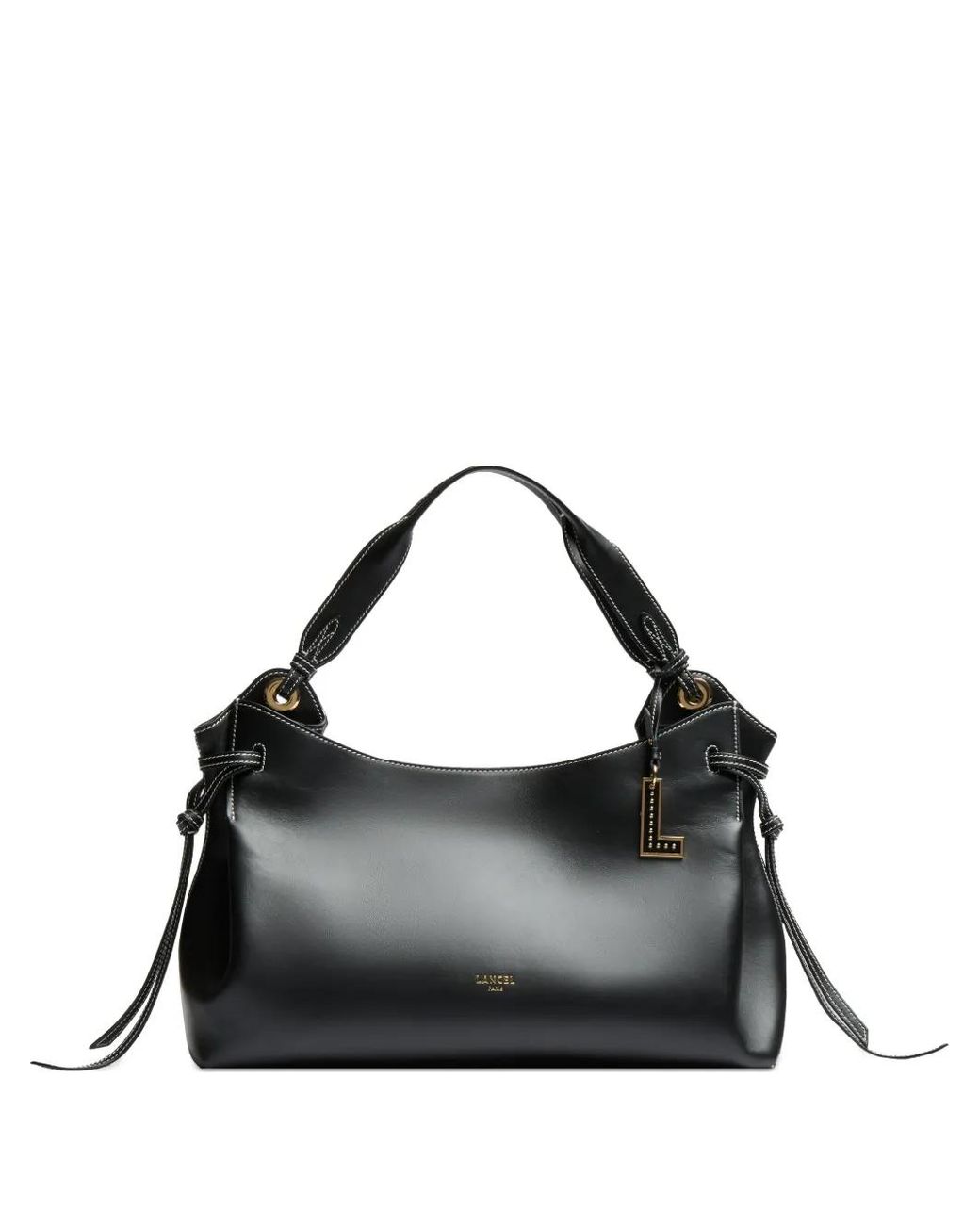 Lancel Black Knot Smooth Leather Tote Bag