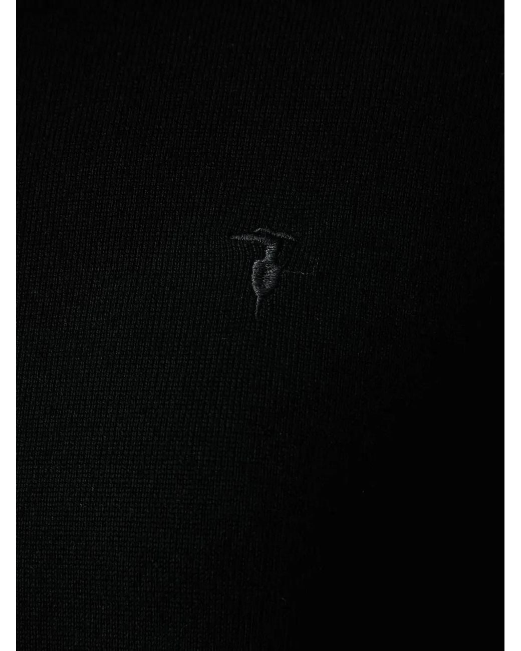 Trussardi Black Golf Logo-Embroidered Roll-Neck Sweater