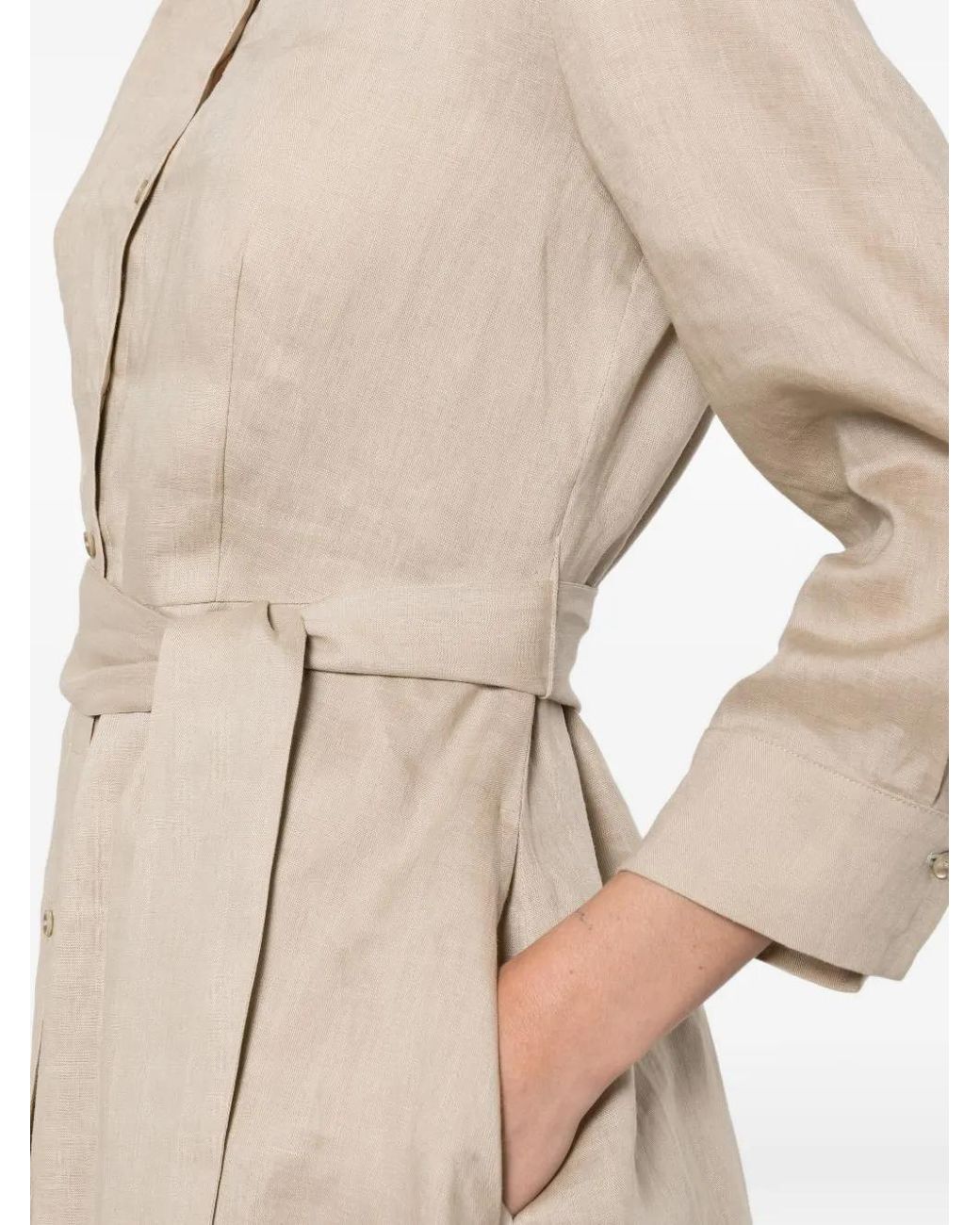 Pennyblack Natural Belted Button-Front Midi Shirt Dress
