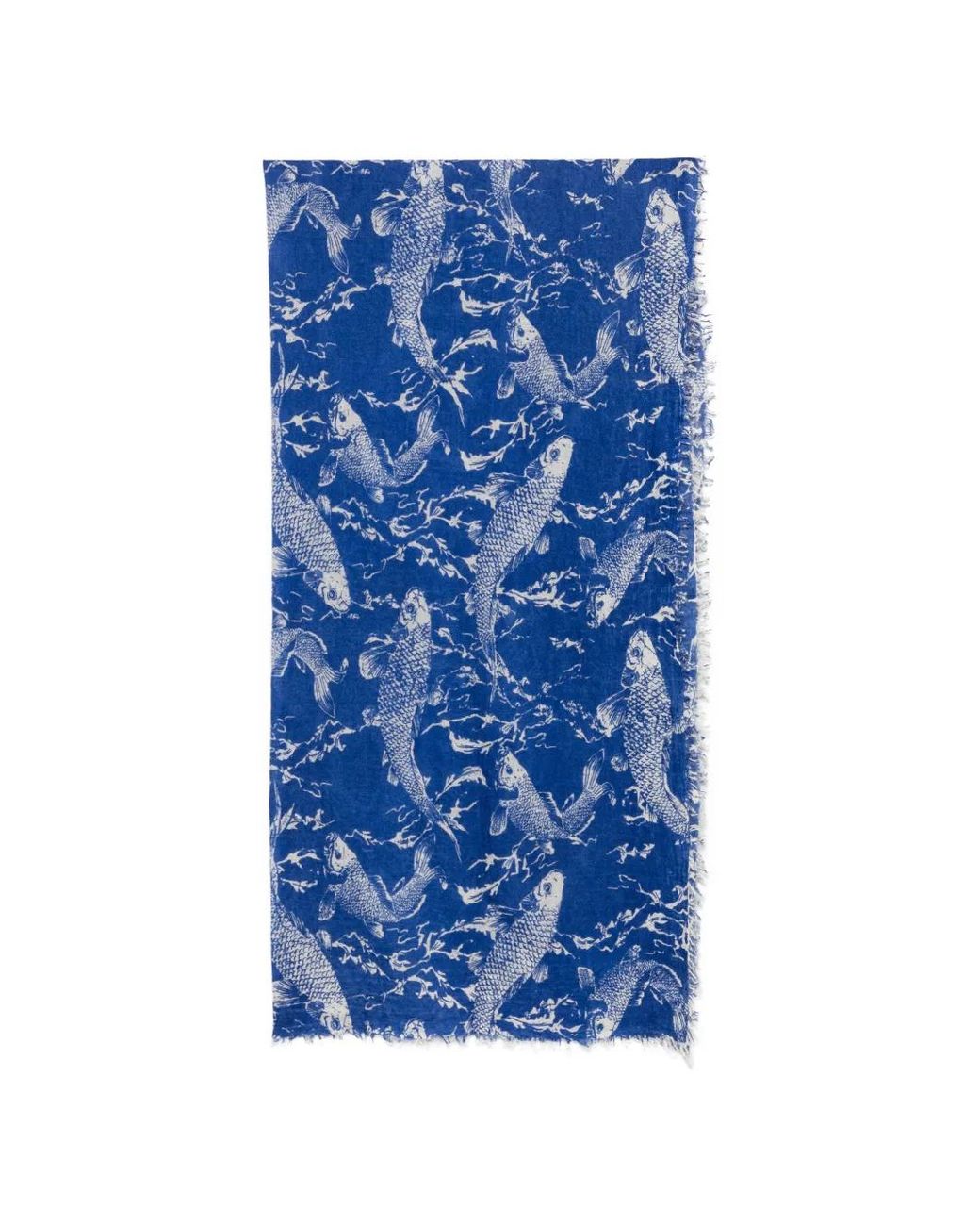 Mouleta Blue Fish-Print Scarf