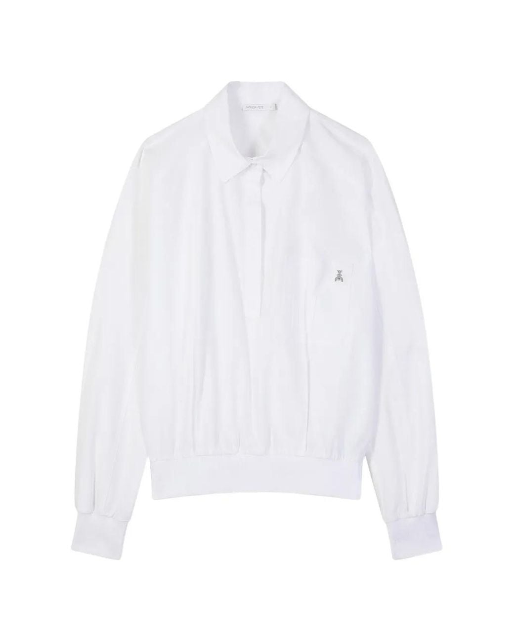 Patrizia Pepe White Elasticated-Hem Long-Sleeve Shirt
