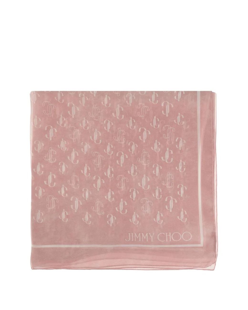 Jimmy Choo Pink Monogram-Print Silk Scarf