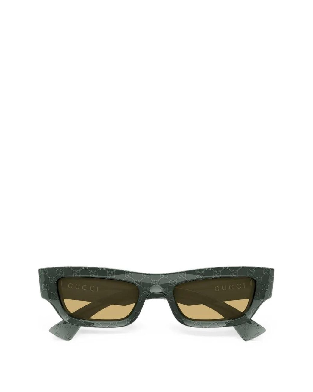 Gucci Green Monogram-Pattern Rectangle-Frame Sunglasses for men
