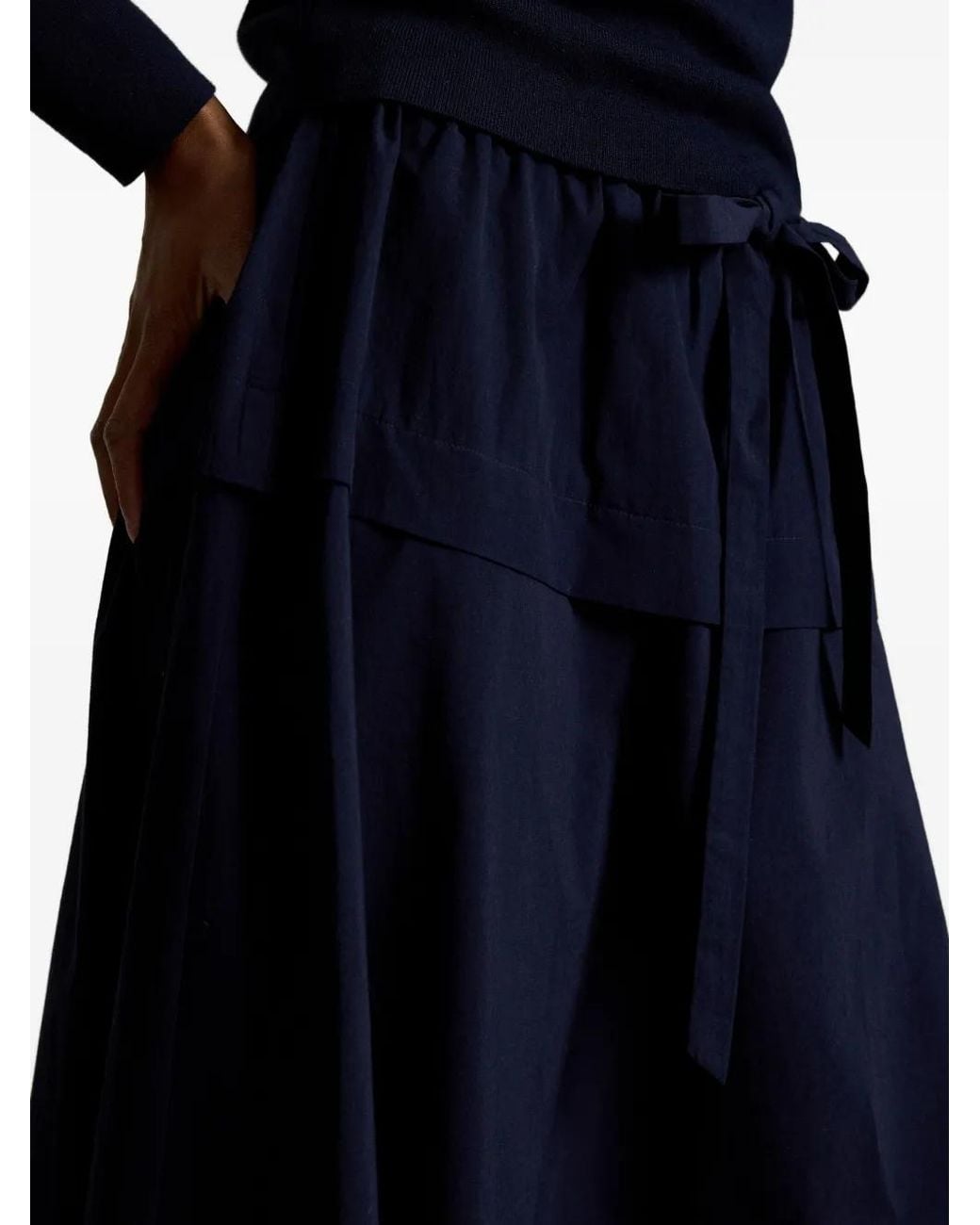 Polo Ralph Lauren Blue Mitchell Drawstring-Detail Cotton Midi Skirt