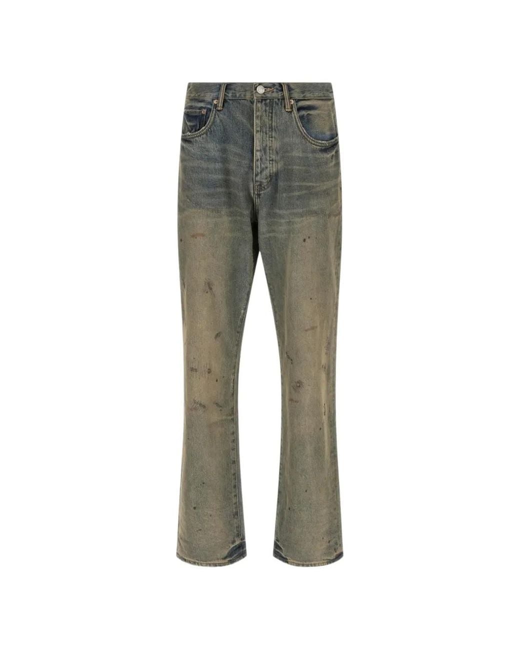 Purple Brand Gray P011 Dirty Oil Repair Jeans for men