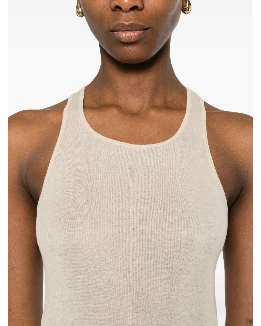Rick Owens White Ribbed Semi-Sheer Maxi Dress
