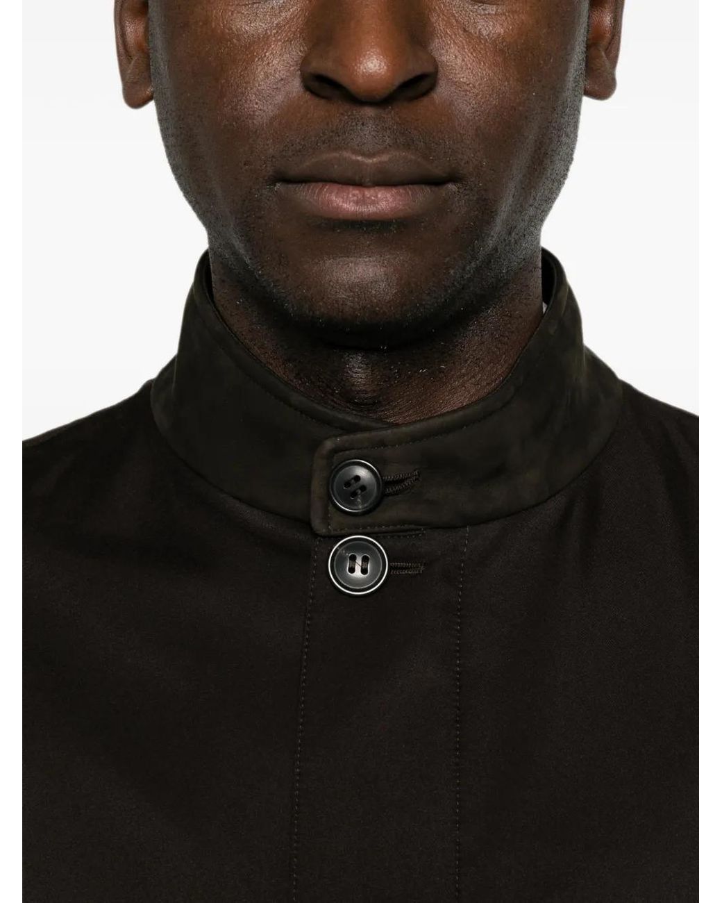 Zegna Black Leather-Trim Button-Up Gilet for men