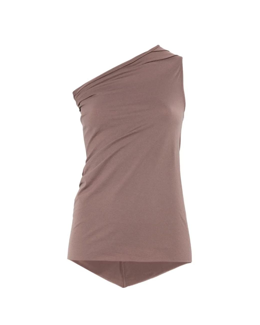 Rick Owens Brown Athena One-Shoulder Top