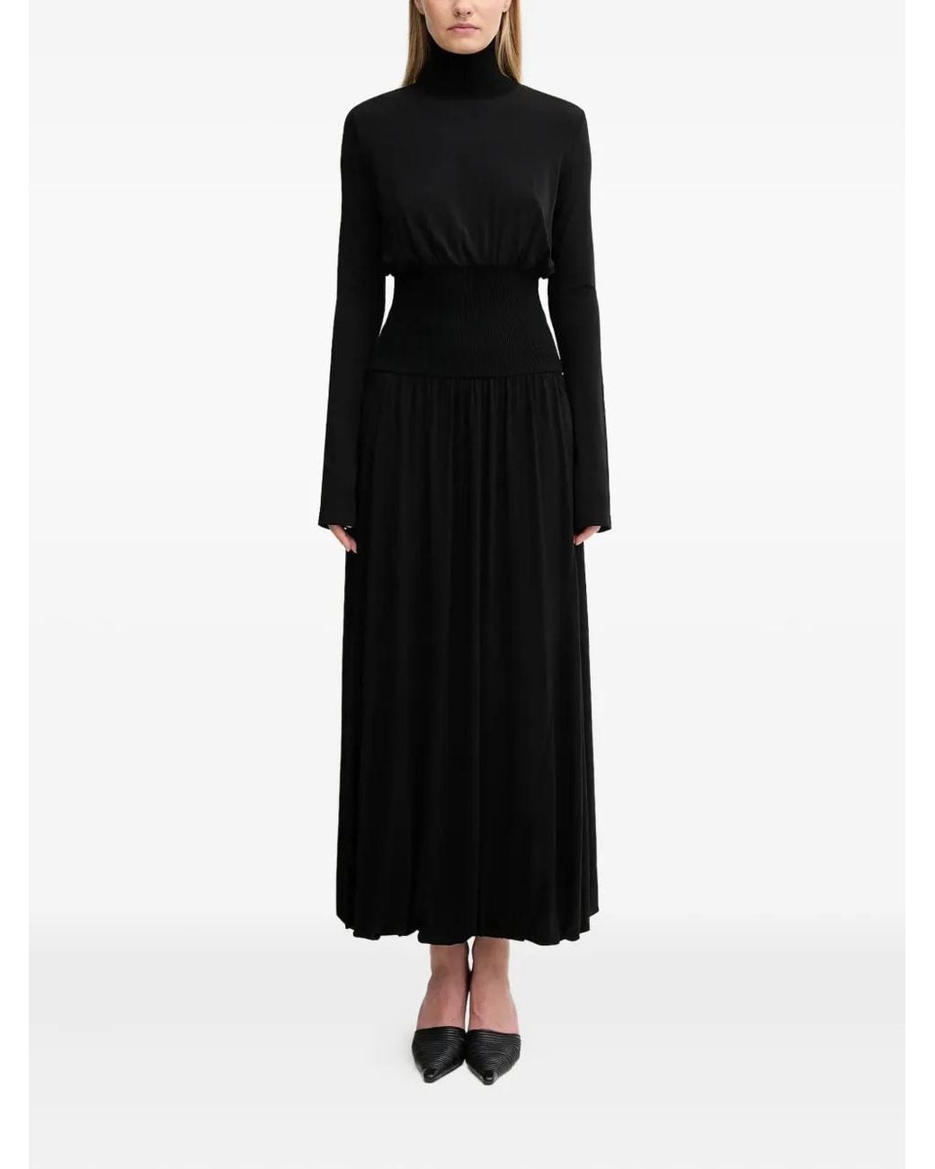 Sportmax Black Long-Sleeve Midi Dress