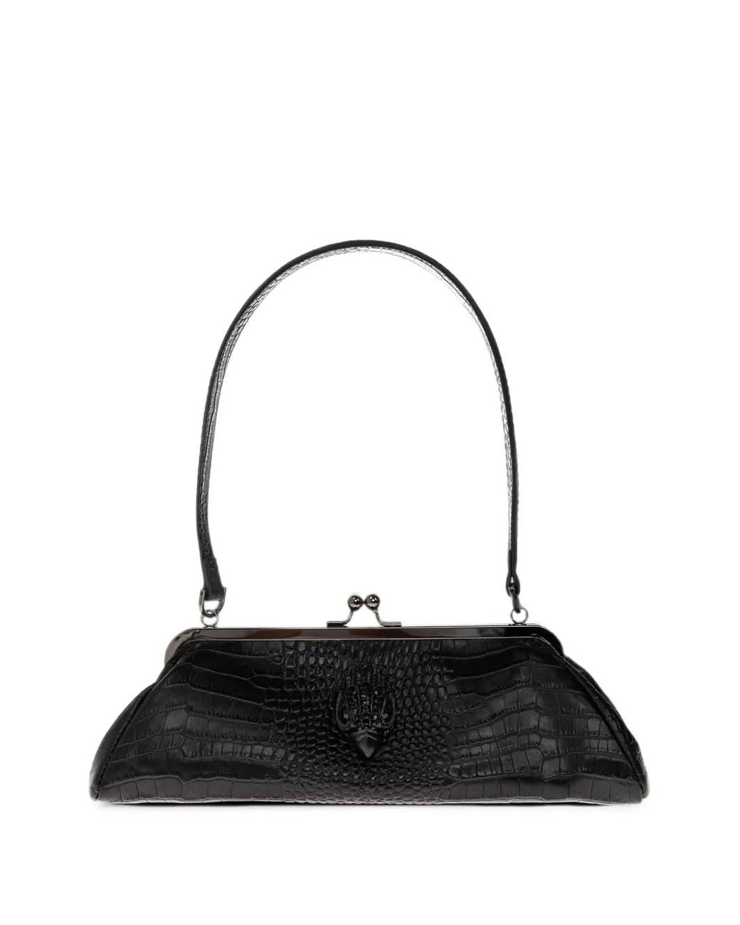 Kurt Geiger Black Kensington Croc-Effect Leather Shoulder Bag