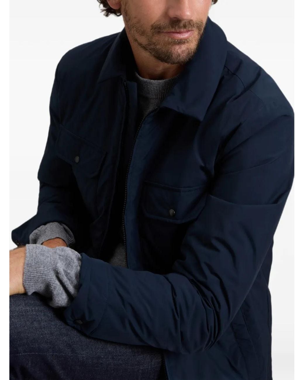 Woolrich Blue Cloud Zip-Up Overshirt for men
