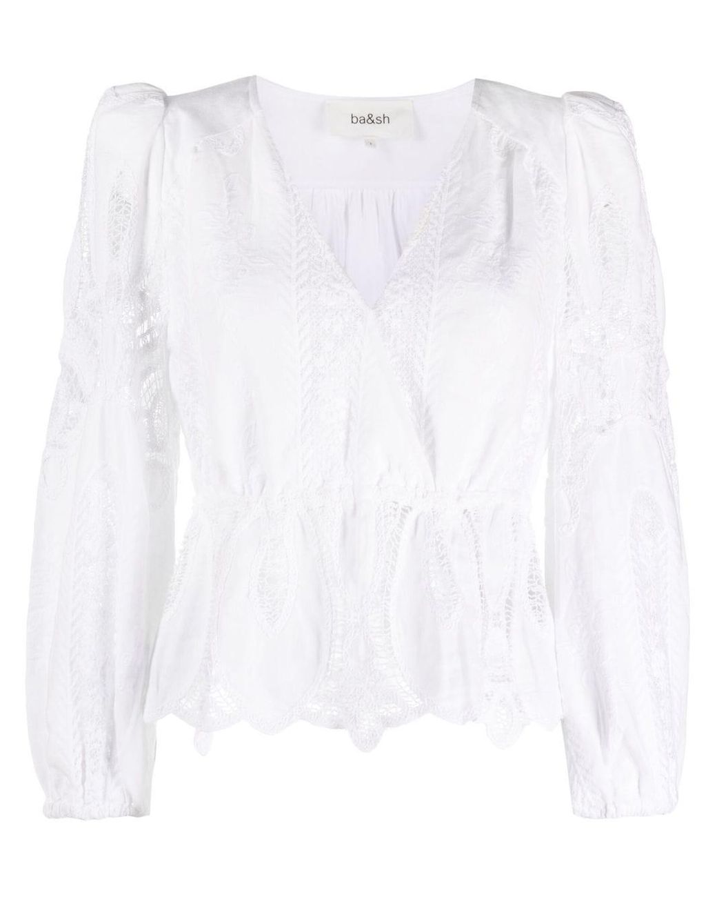 Ba&sh Etlin Lace-panelled Blouse in White | Lyst