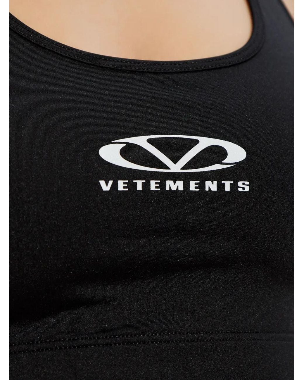 Vetements Black Logo-Print Top