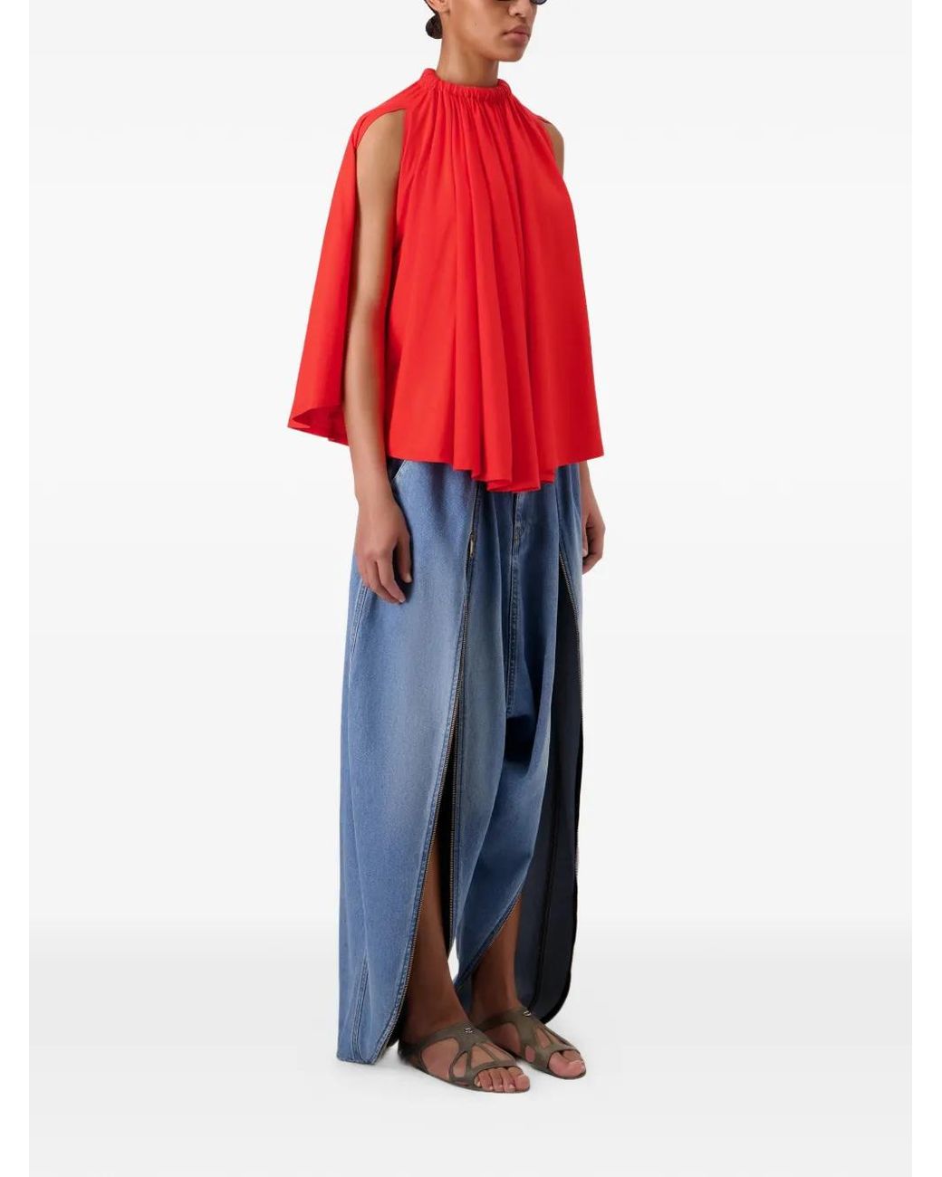 Coperni Red Blouse Drapée Asymétrique