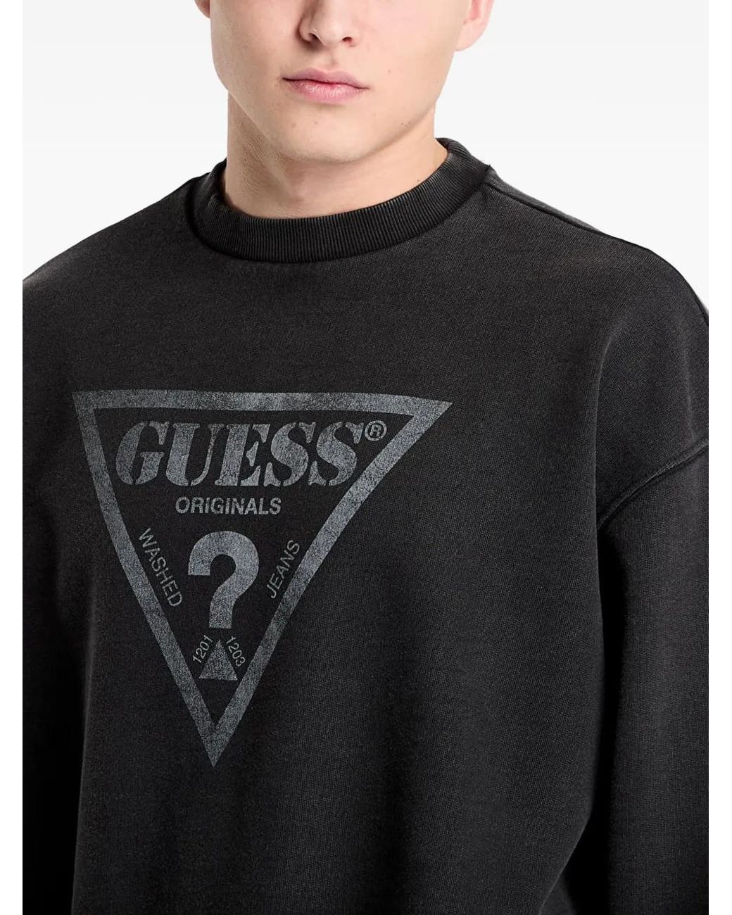 Guess Black Logo-Print Sweatshirt for men