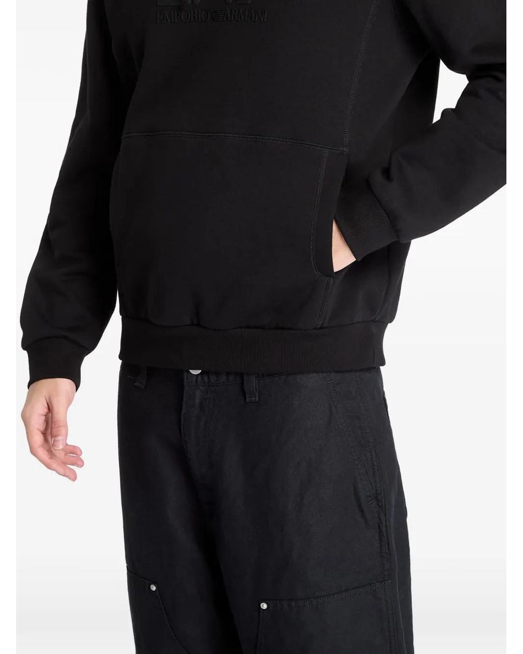 Sudadera Con Capucha Y Logo EA7 de hombre de color Black