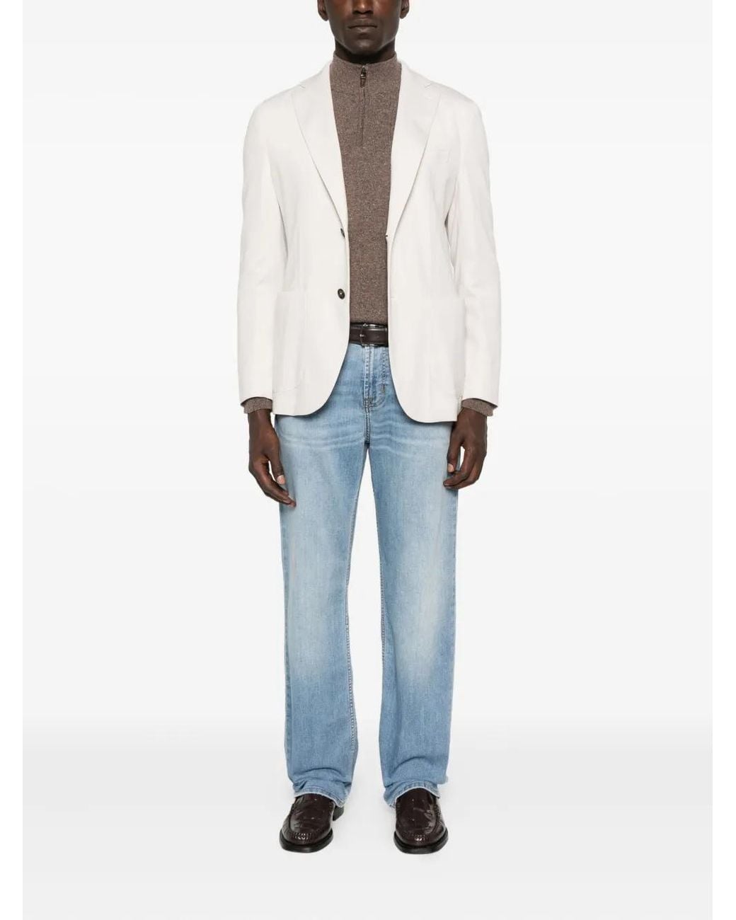 Eleventy White Two-Button Patch-Pocket Blazer for men