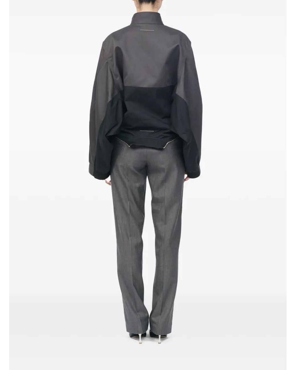 MM6 by Maison Margiela Gray Mirrored Two-Tone Zip Jacket