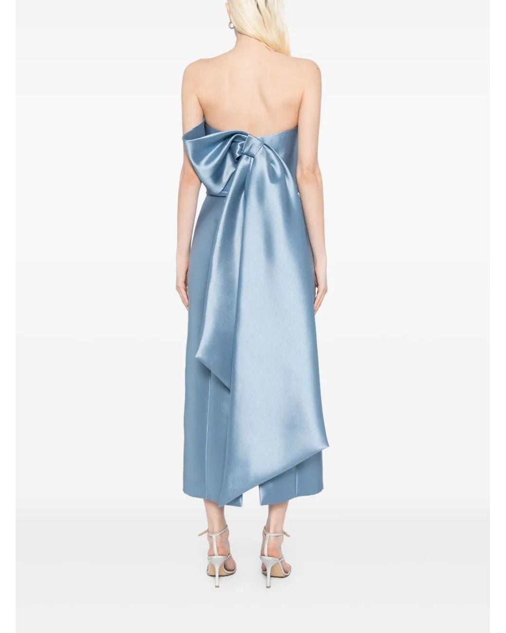 Amsale Blue Bow Cocktail Dress