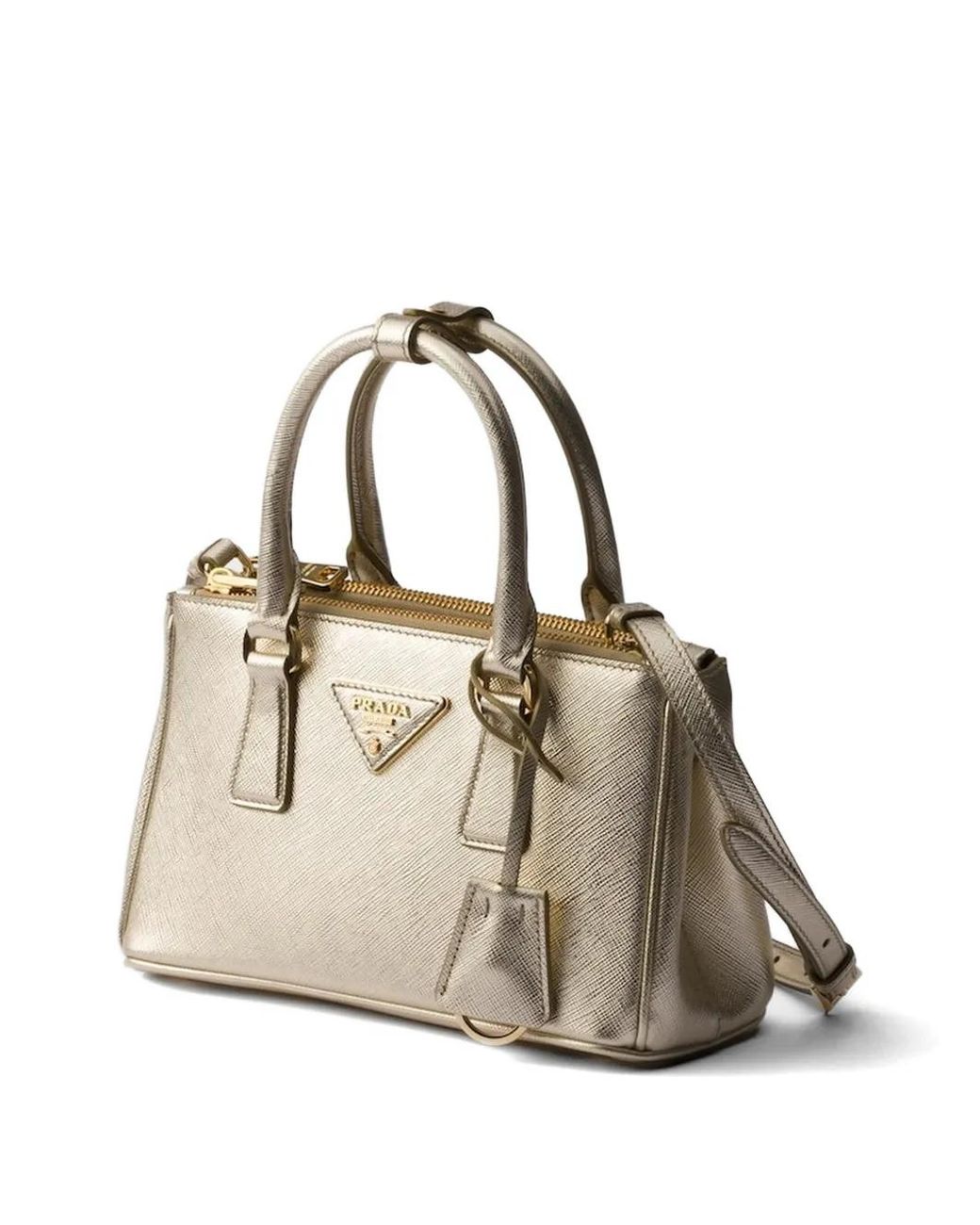 Bolso Shopper Galleria Mini Con Logo Triangular Prada de color Metallic