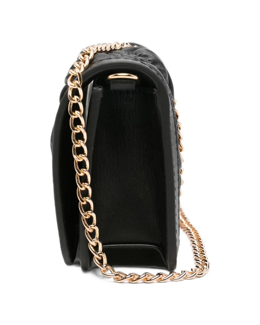 Love Moschino Black Logo-Plaque Quilted Clutch Bag