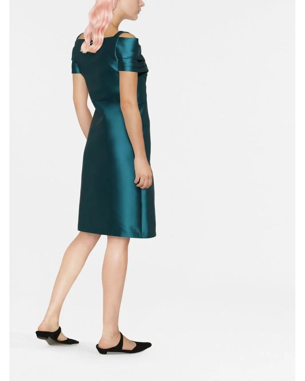 Alberta Ferretti Blue V-Neck Short Dress