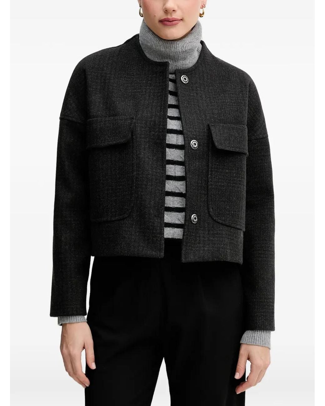 Sandro Ferrone Black Geknöpfte Jacke Mit Taschen