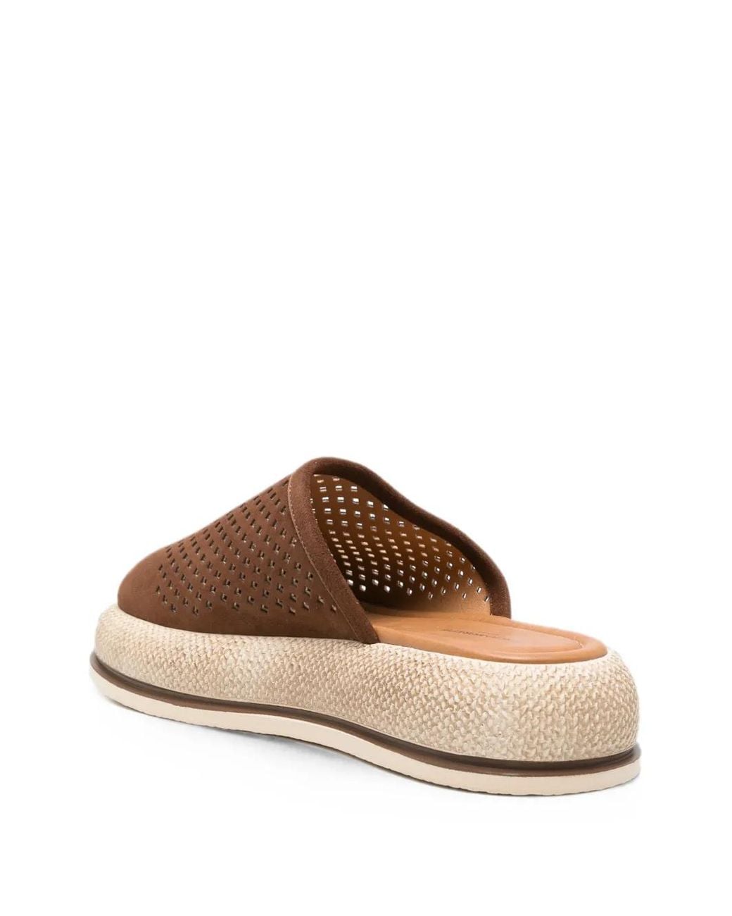 SERGIO MORETTI FIRENZE Brown Perforated Platform Mules