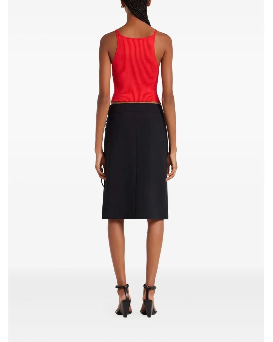 Courreges Red Ribbed Halter Top