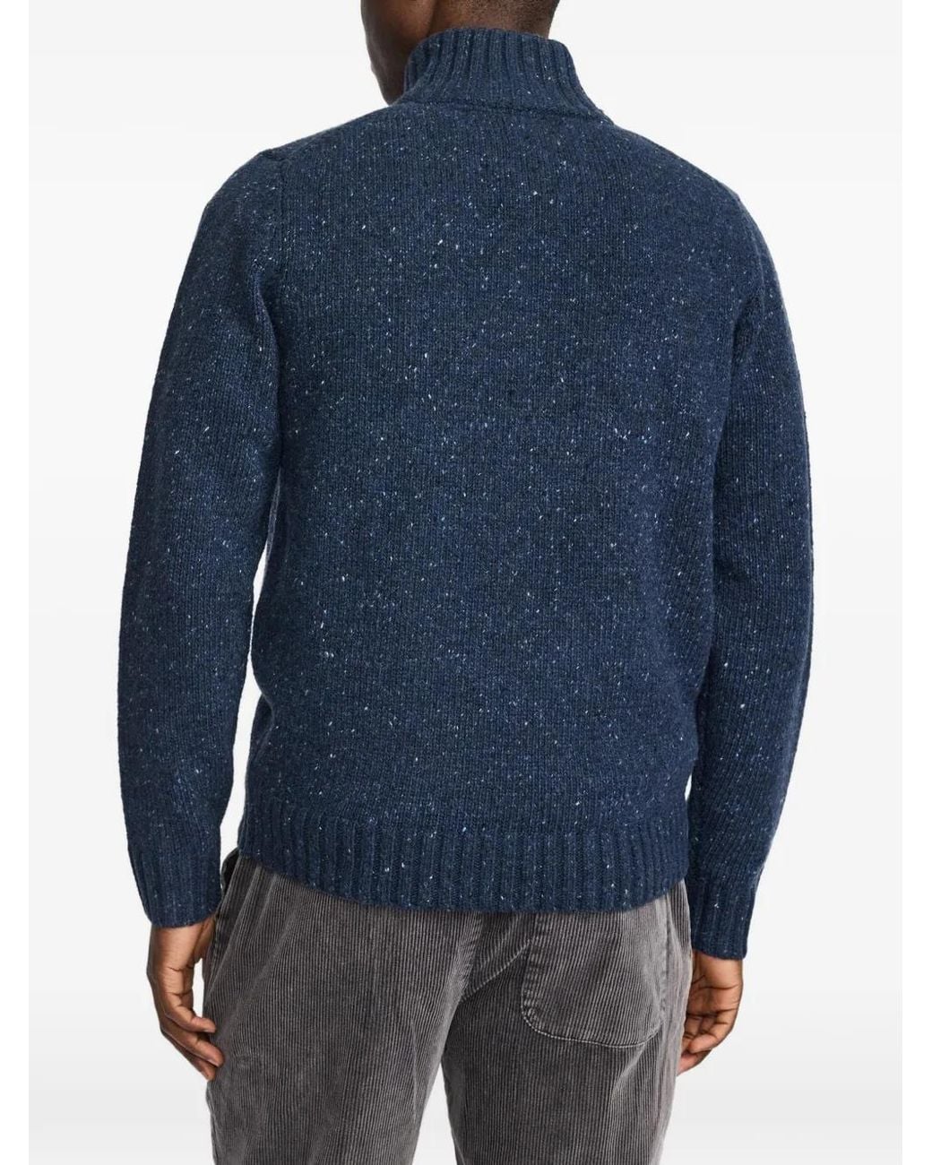 Revolution Half-Zip Flecked Sweater in Blue for Men | Lyst