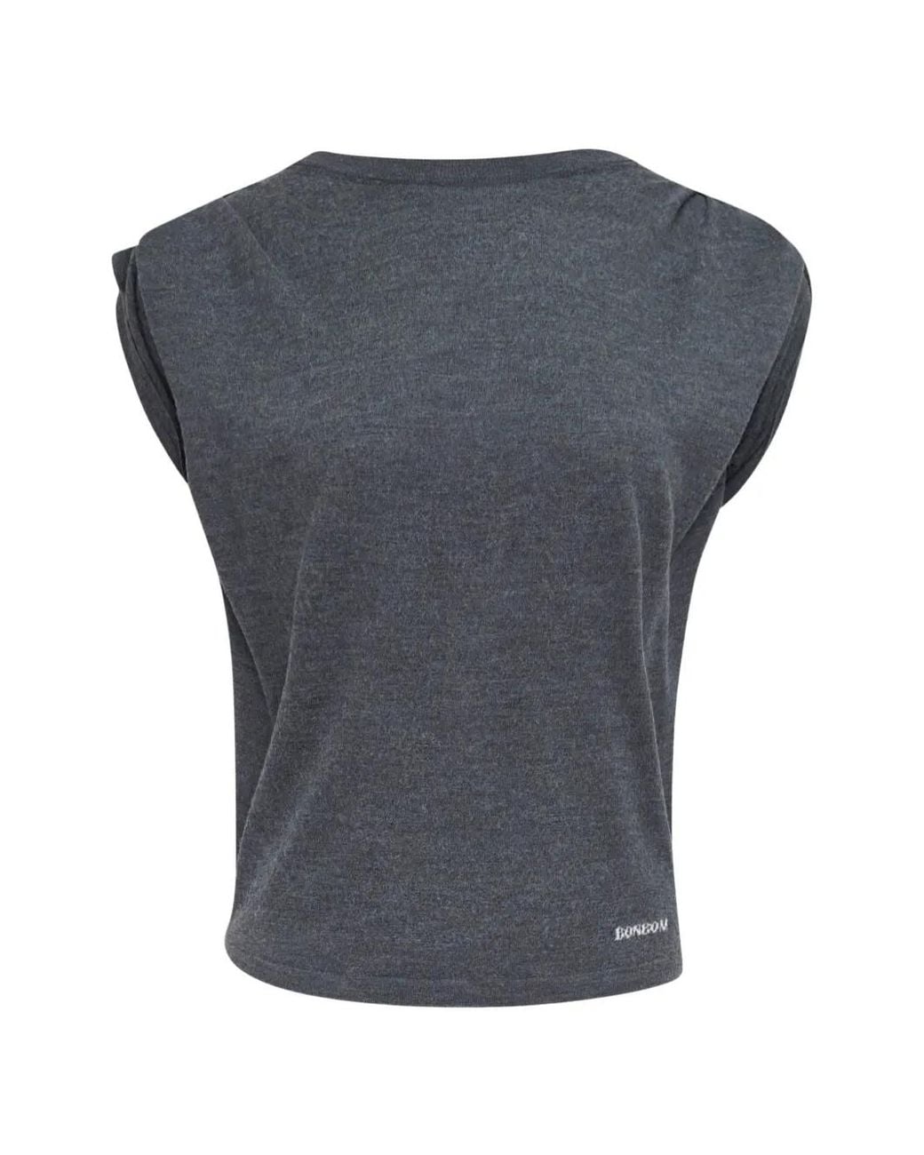 BONBOM Gray Pleated-Shoulder Sleeveless Top