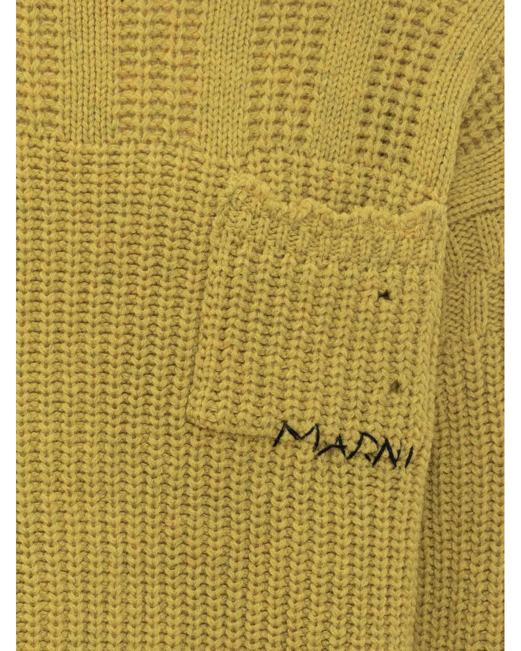 Marni Green Ribbed Mock-Neck Sweater for men