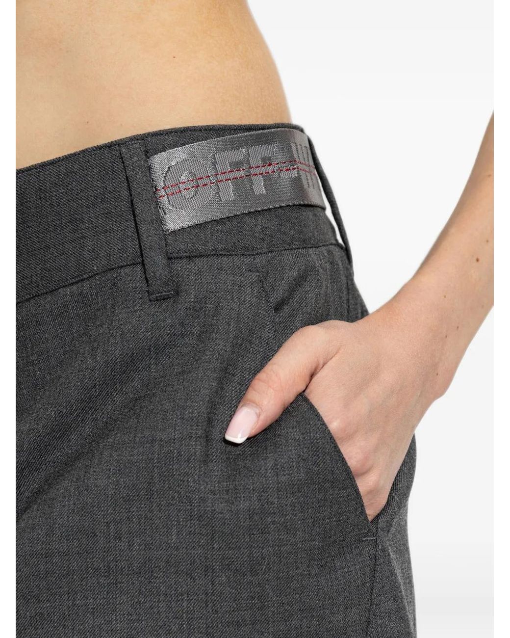 Off-White c/o Virgil Abloh Gray Industrial Logo-Patch Pleated Mini Skirt