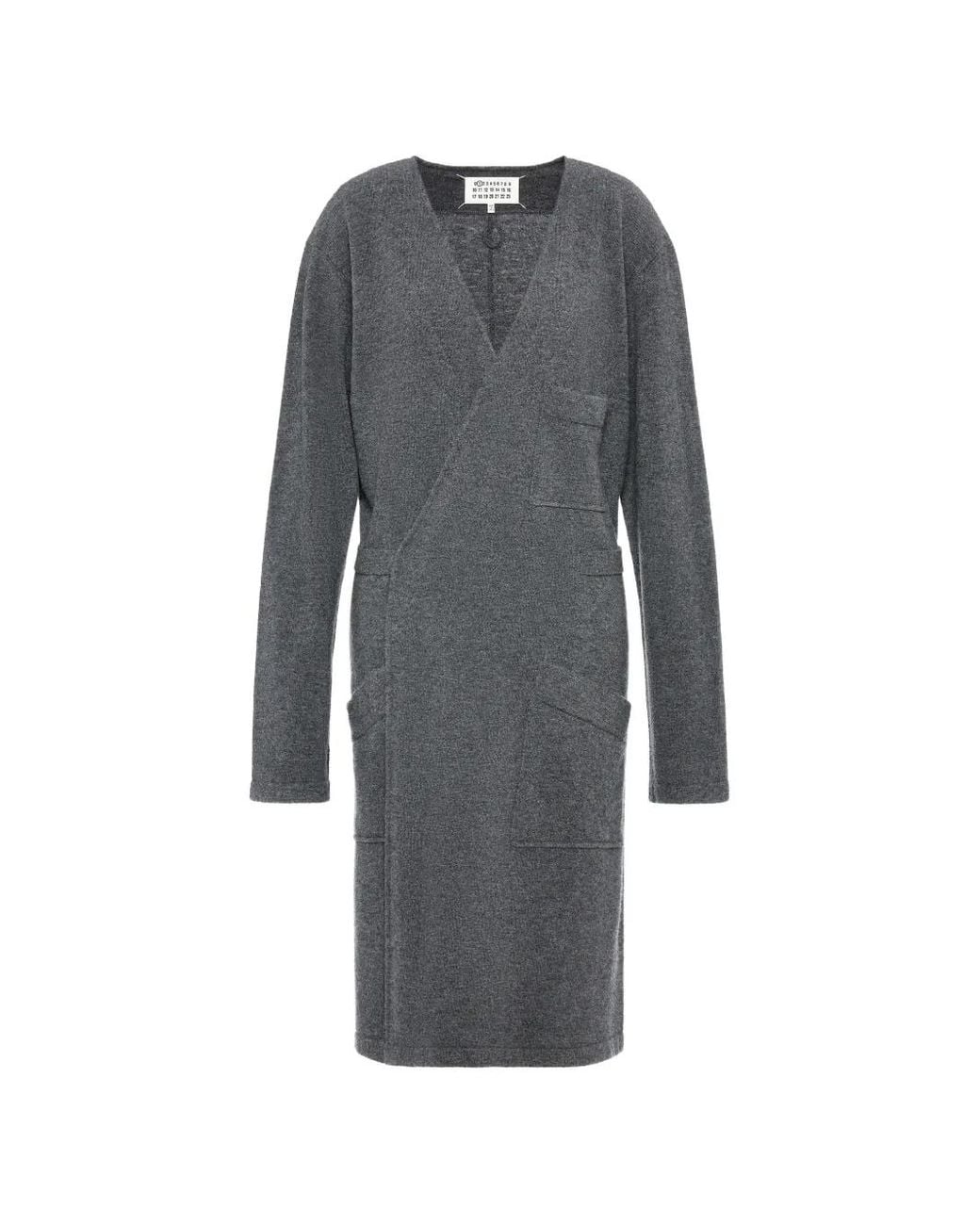 Maison Margiela Gray Wrap-Style Knitted Cardigan