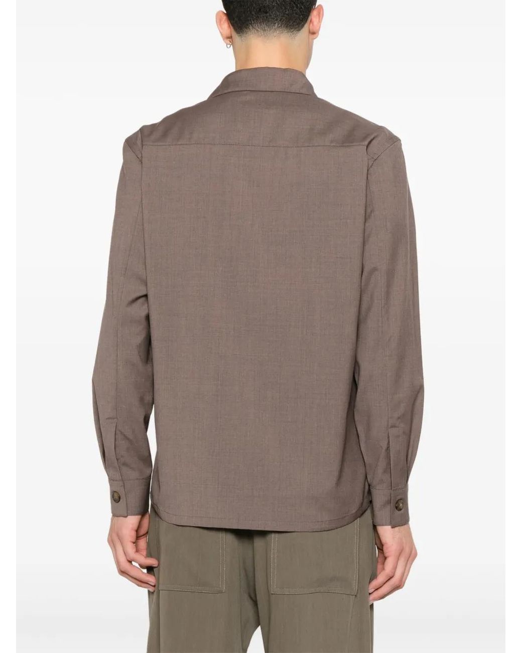 Camisa de manga larga Canali de hombre de color Brown