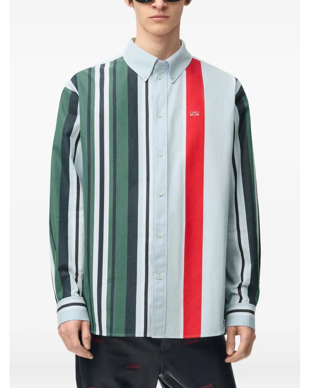 Loewe Blue Anagram Striped Shirt for men