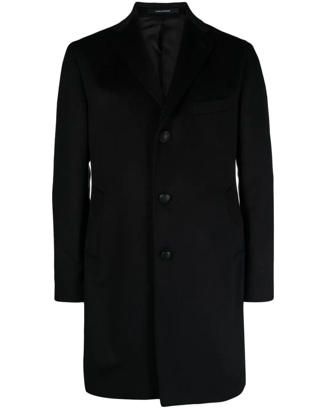 Tagliatore Black Bruce Felted Wool Coat for men