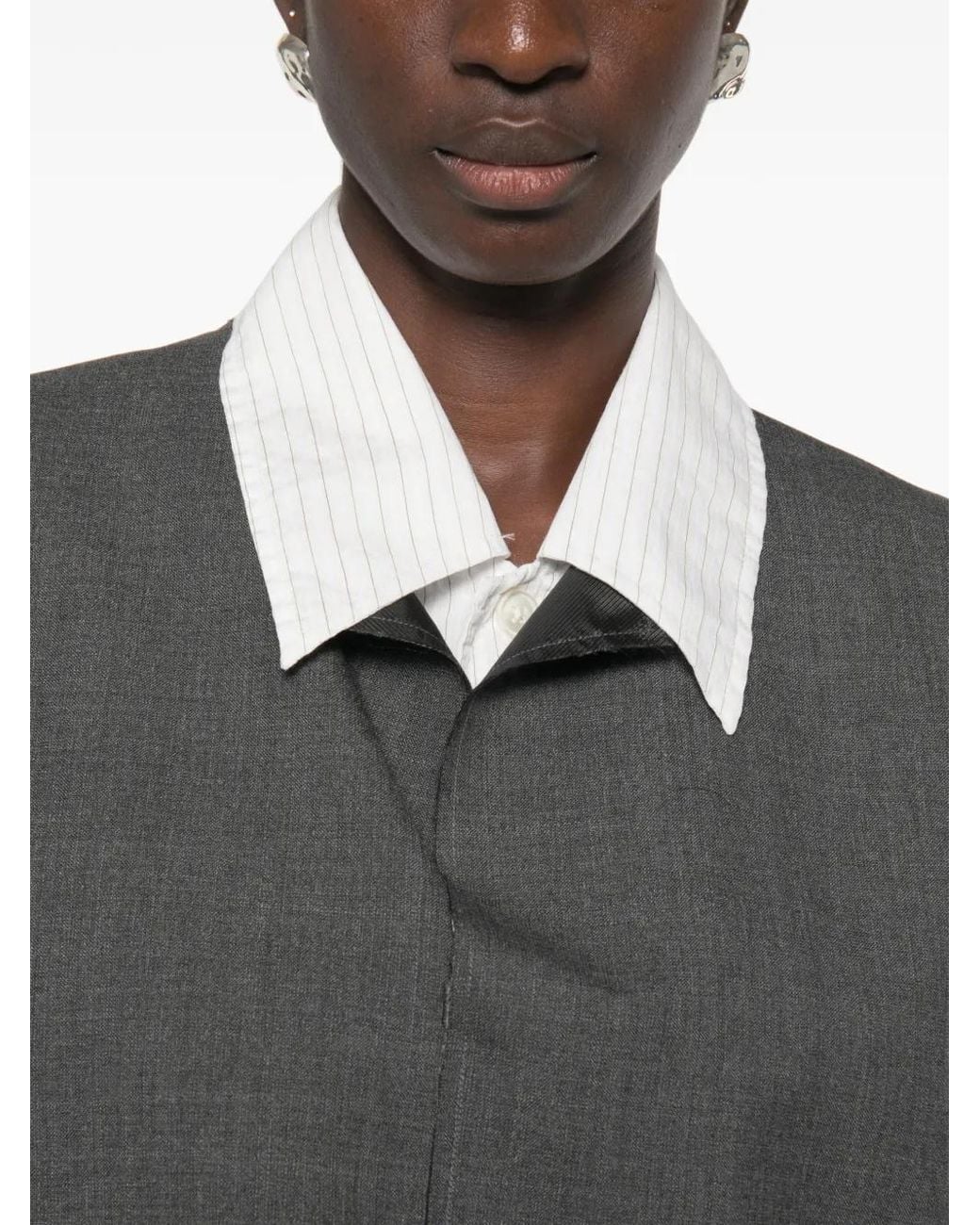 SONIA CARRASCO Gray Blouse Sans Manches À Fermeture Dissimulée